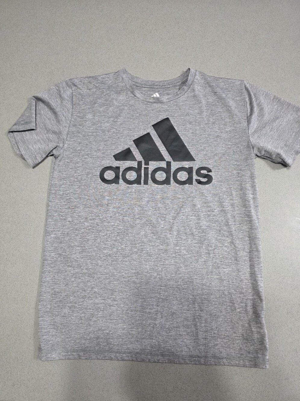 adidas Gray Short Sleeve Tee with Black Trefoil-Style Logo
